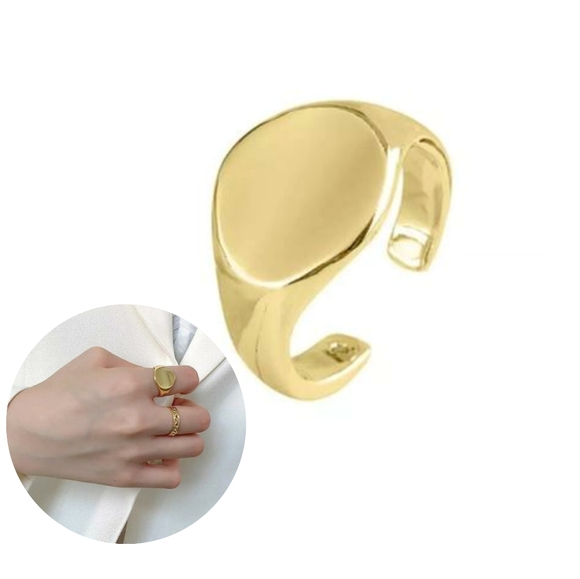 🎉3/$10 *S A L E*🎉Gold Plain Signet Ring Size Medium (US 6/7) - Picture 1 of 7